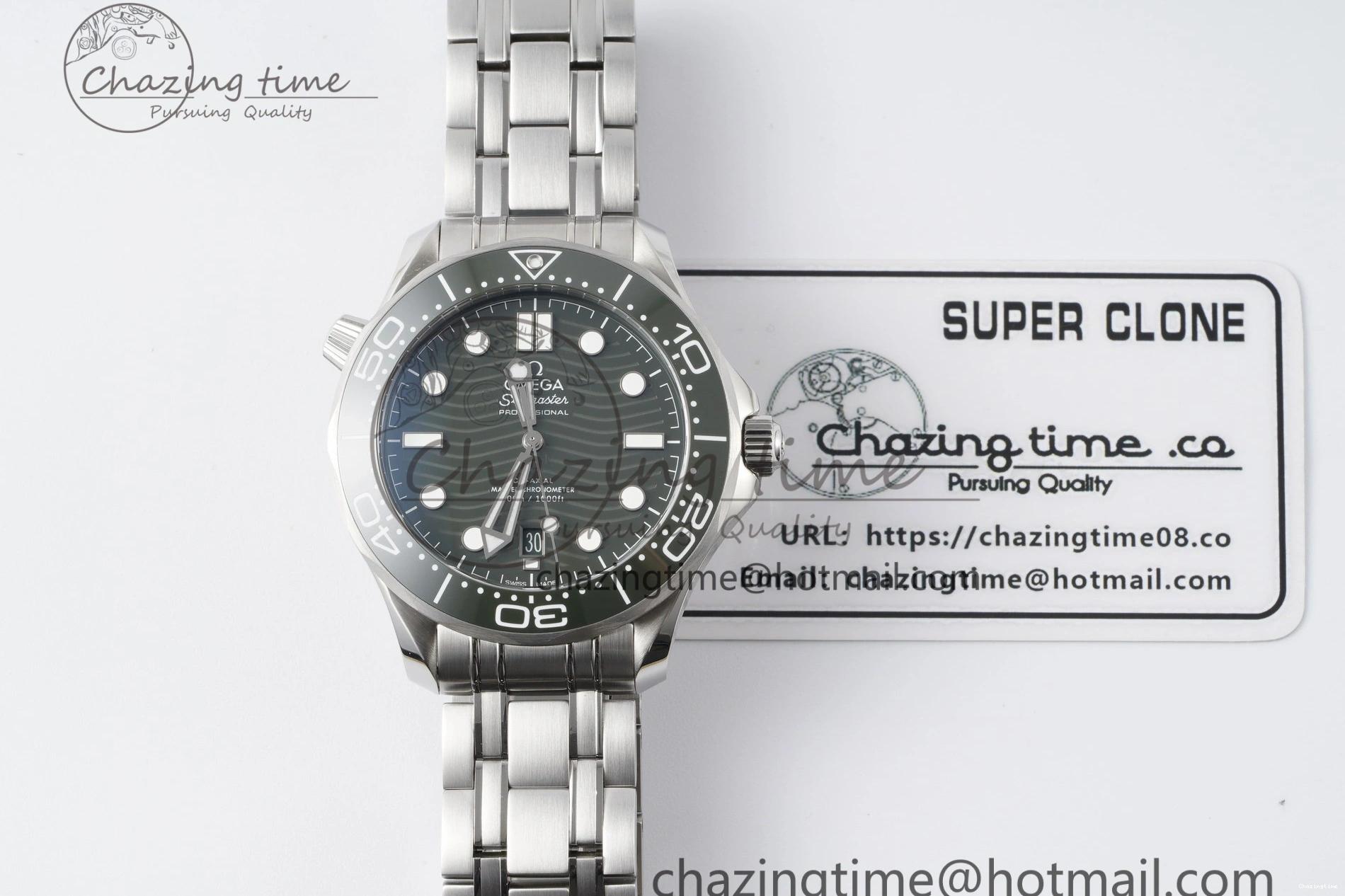 0322 Seamaster Diver 300M ZF 1:1 Best Edition Green Ceramic Green Dial on SS Bracelet A BestValue 7825